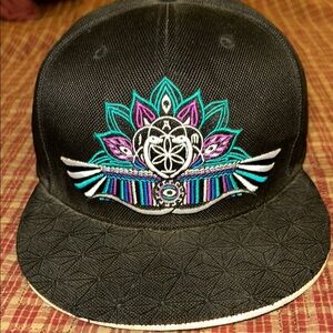 Black Embroidered Snapback Hat